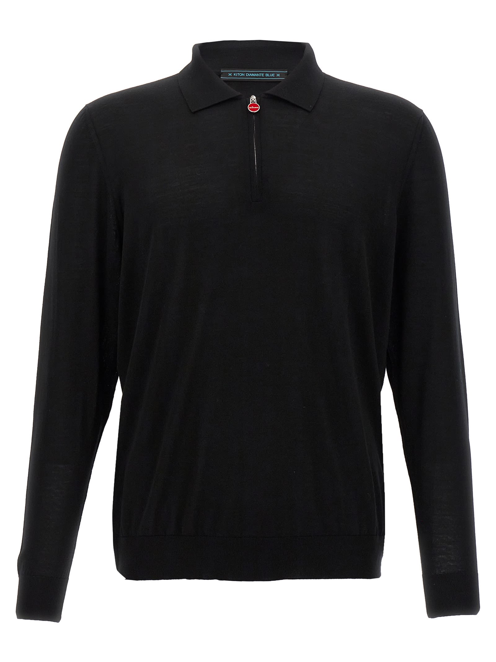 -Wool Shirt Polo Nero-Uomo