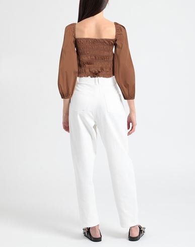 Mem. js Woman Top Brown Size 6 Cotton, Nylon, Elastane