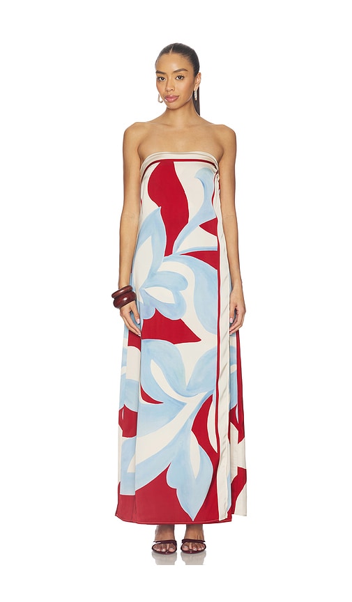 SEVEN WONDERS Amoree Strapless Maxi Dress in Blue,Red. - S also in XS, M