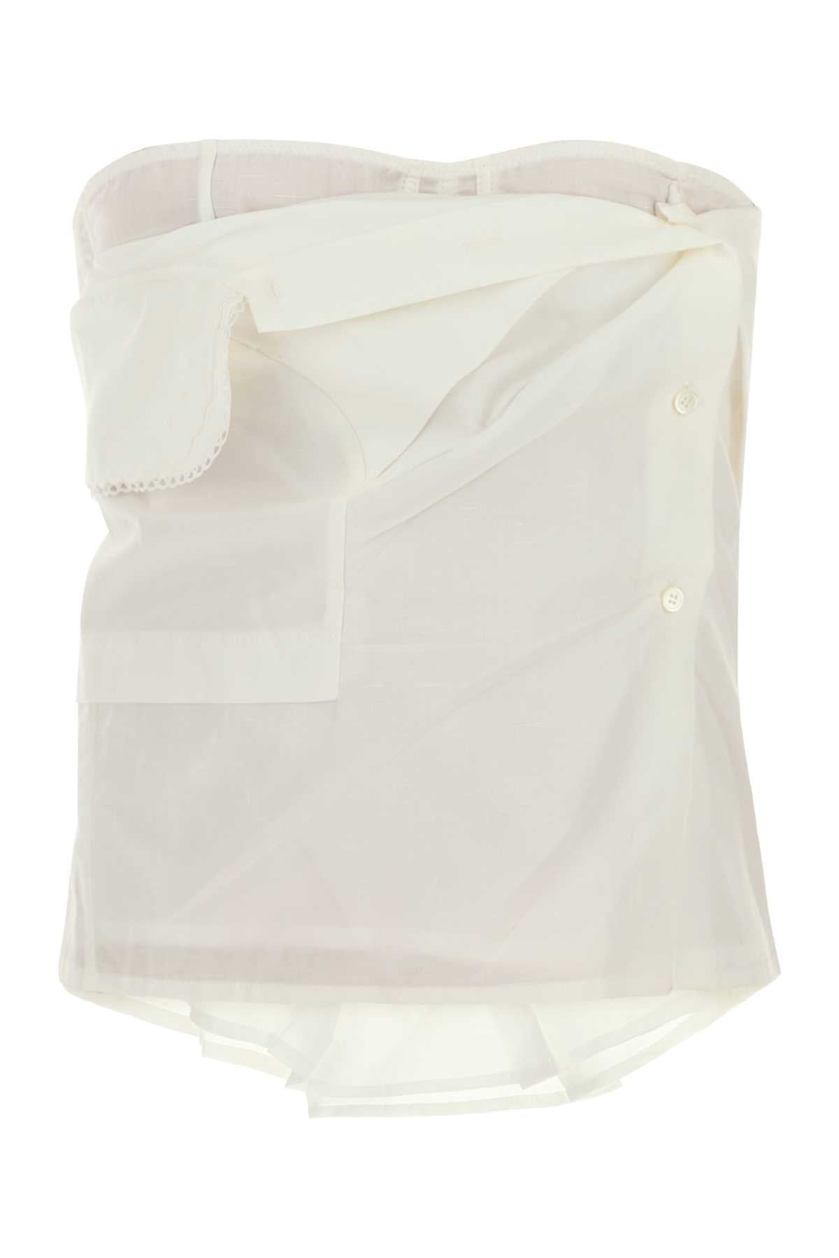Poplin Cotton-Linen Tank Top — White