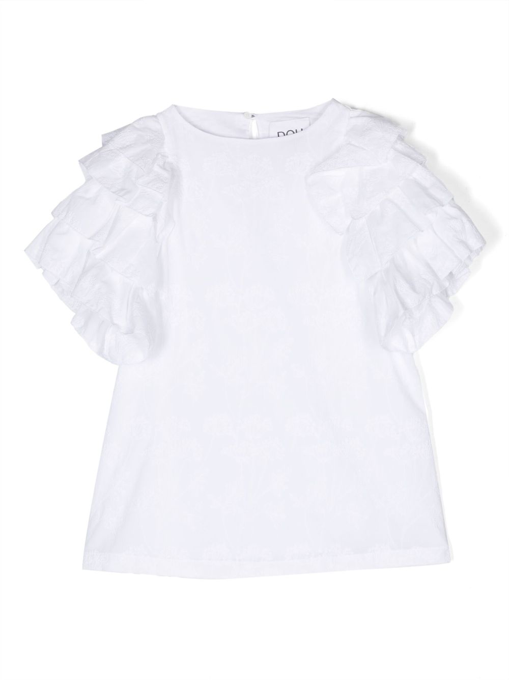 Ruffled sleeve mini dress - White
