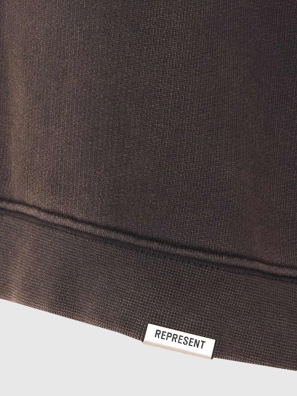 Crewneck Sweatshirt in Brown Cotton with Applied Logo and Dropped Shoulders