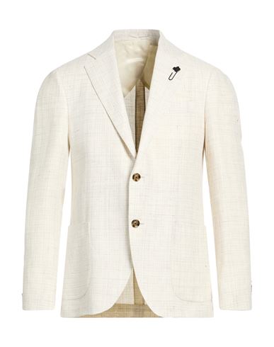Man Blazer Cream Size 44 Linen, Virgin Wool