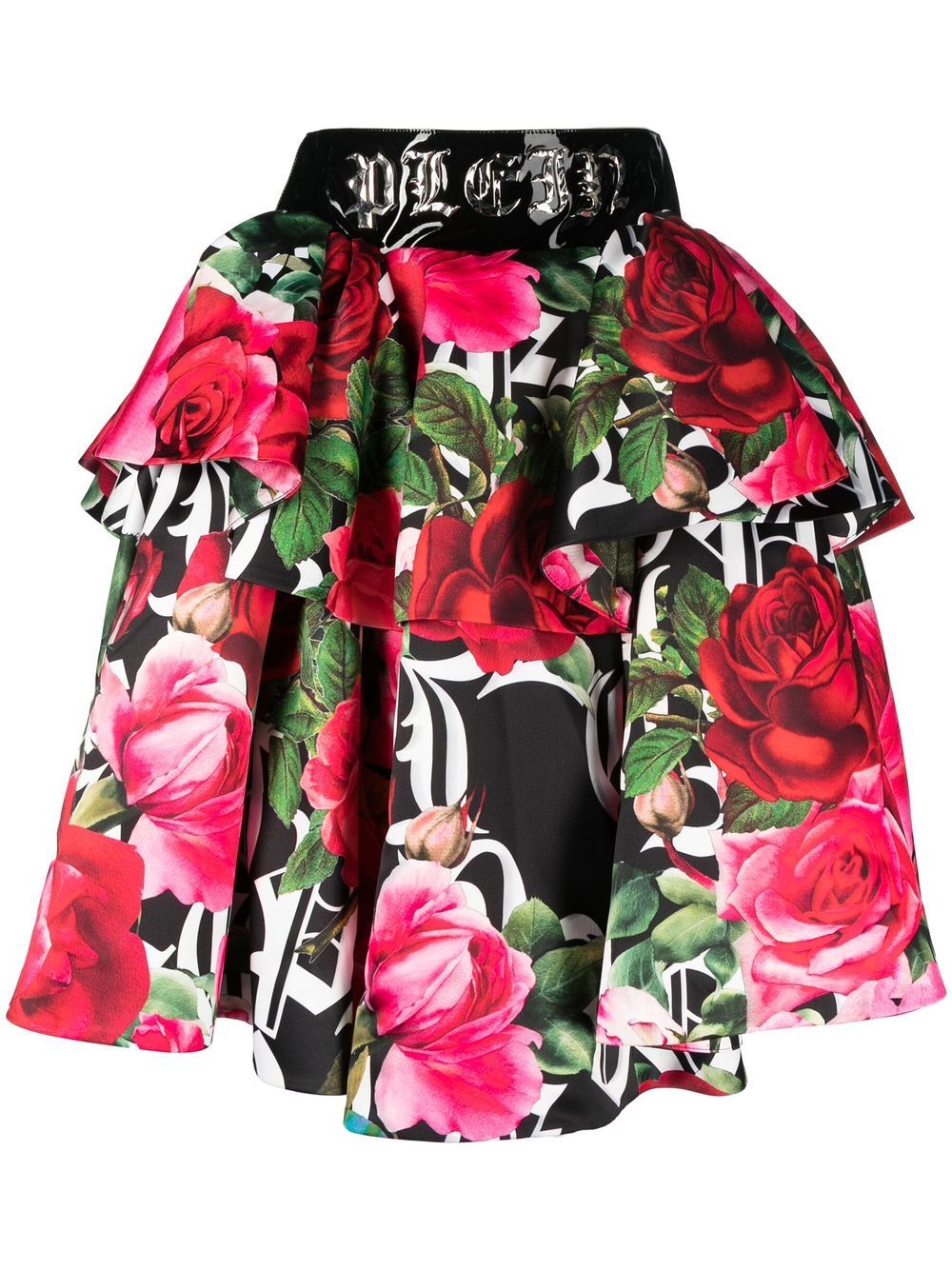Blossom floral-print skirt - Black