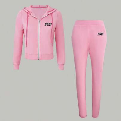 Tracksuit For Women Set 2 Piece Joggers Letter Print Jogging Sweat Outfits Hoodie And Sweatpants Set