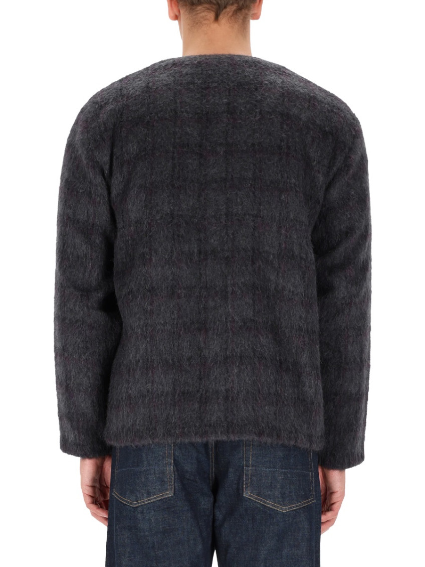 Grey Checks V Neck Cardigan