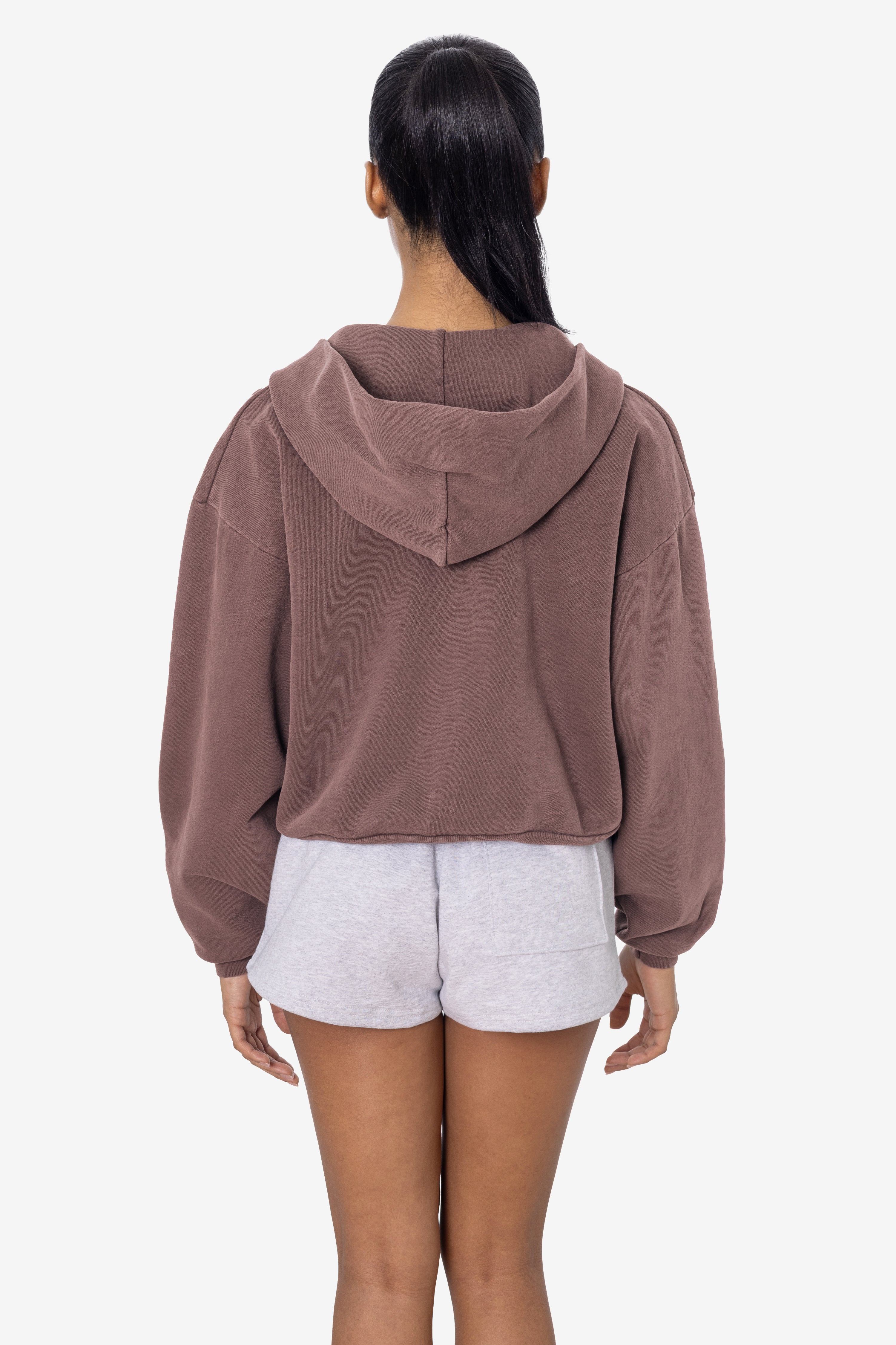 - Heavy Fleece Cropped Zip-Up Hoodie Garment Dye - Dolphin Blue