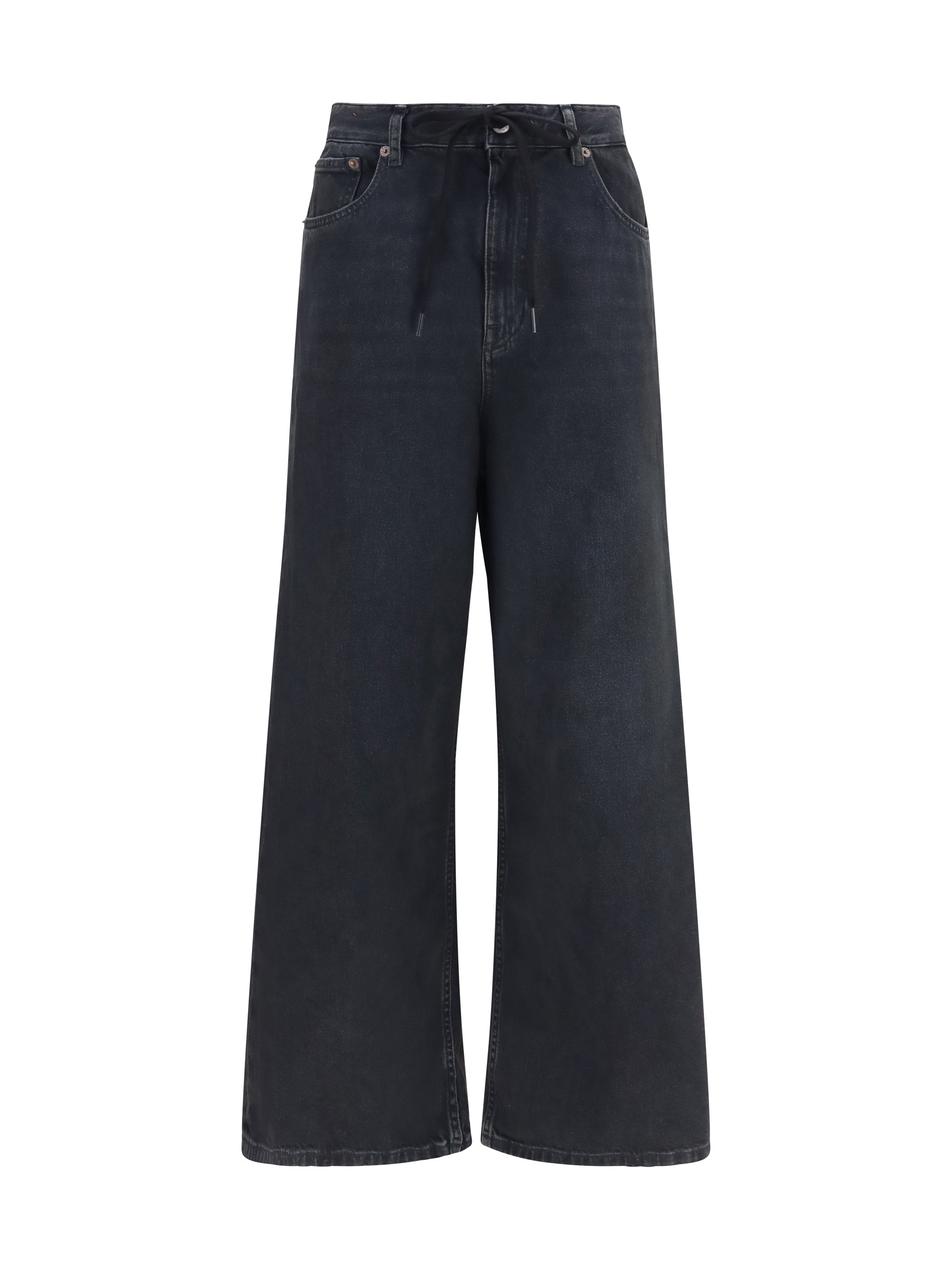 Straight-Leg Stretch Denim Jeans — Black