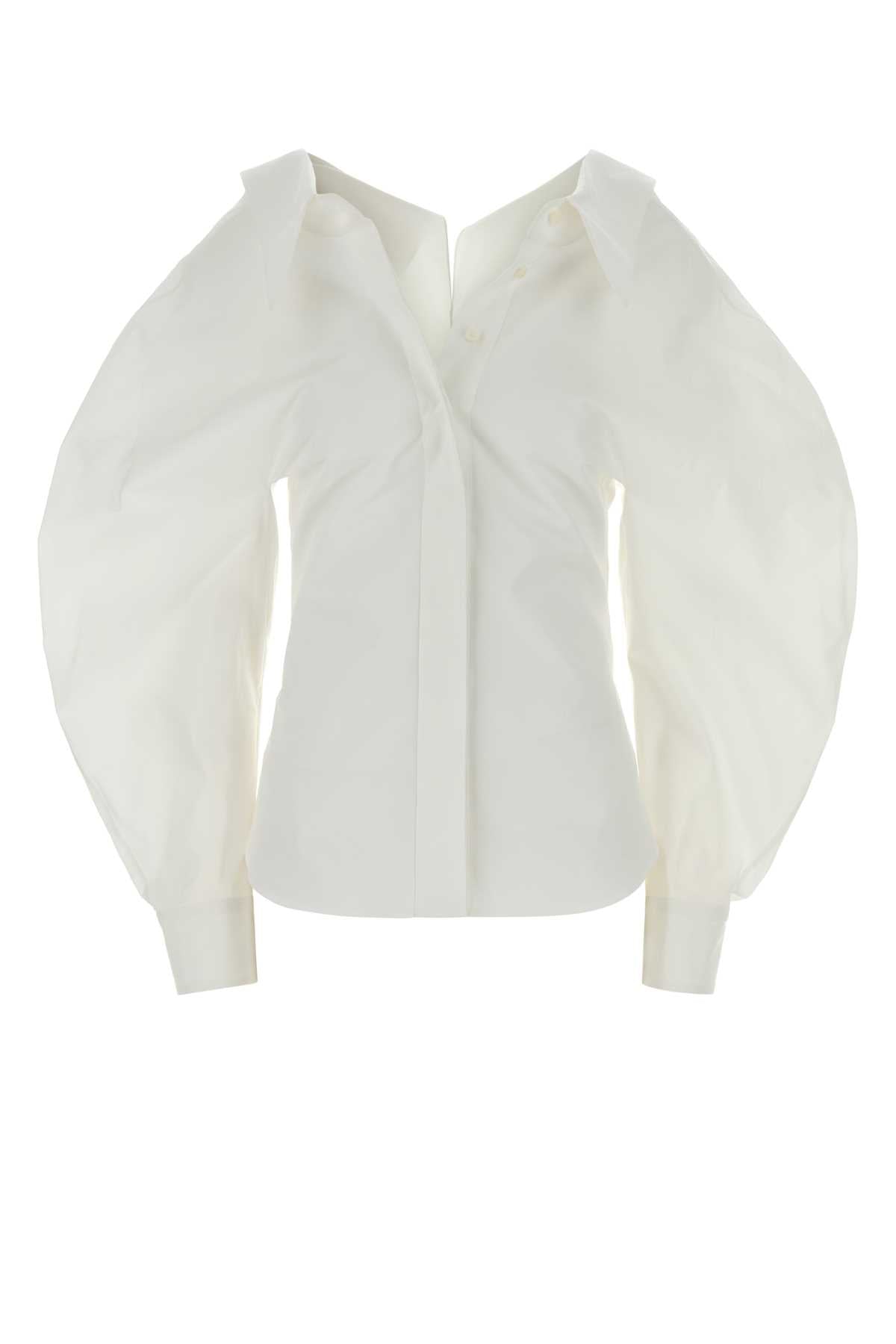Puff-Sleeve Cotton Shirt — White