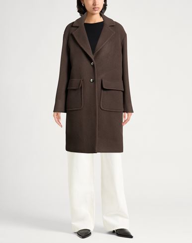 Woman Coat Taupe Size 6 Virgin Wool