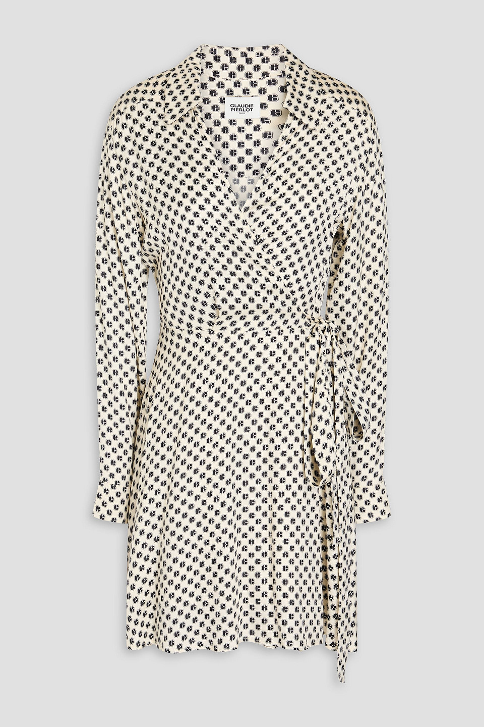 Printed twill mini wrap dress