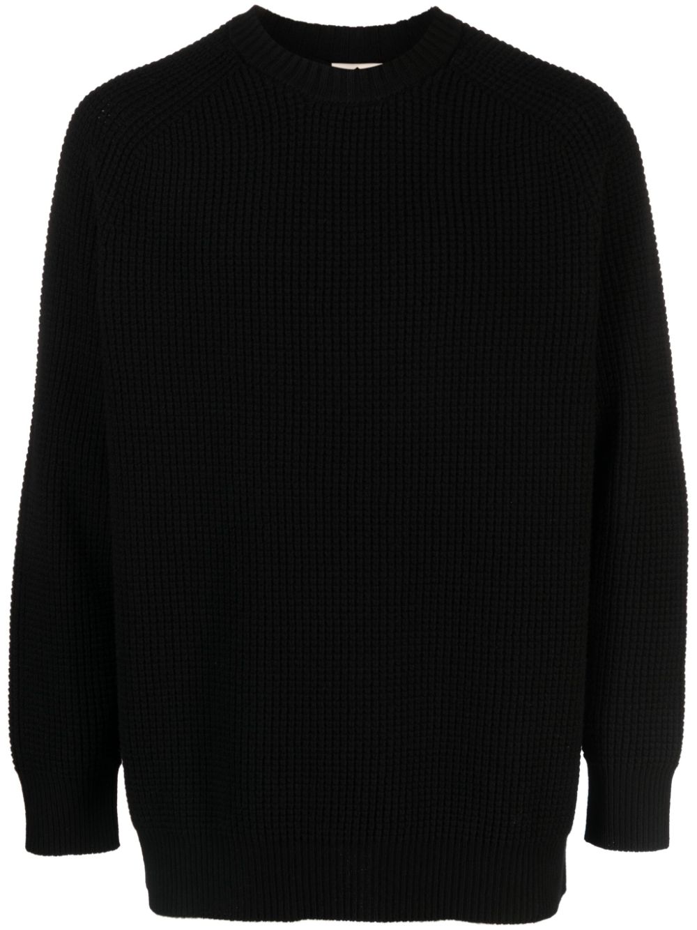 Waffle-knit wool jumper - Black