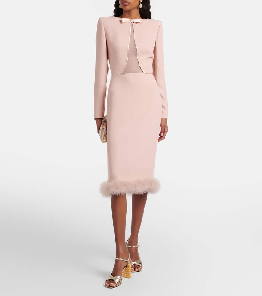 Cady Couture feather-trimmed midi dress