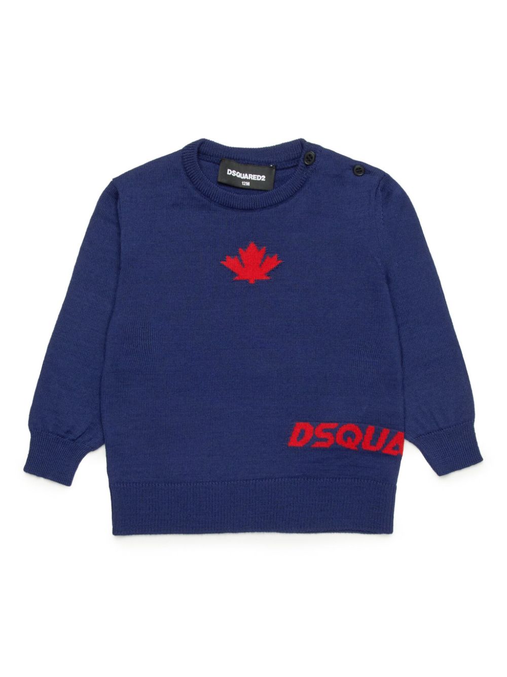 Intarsia-knit crew-neck jumper - Blue