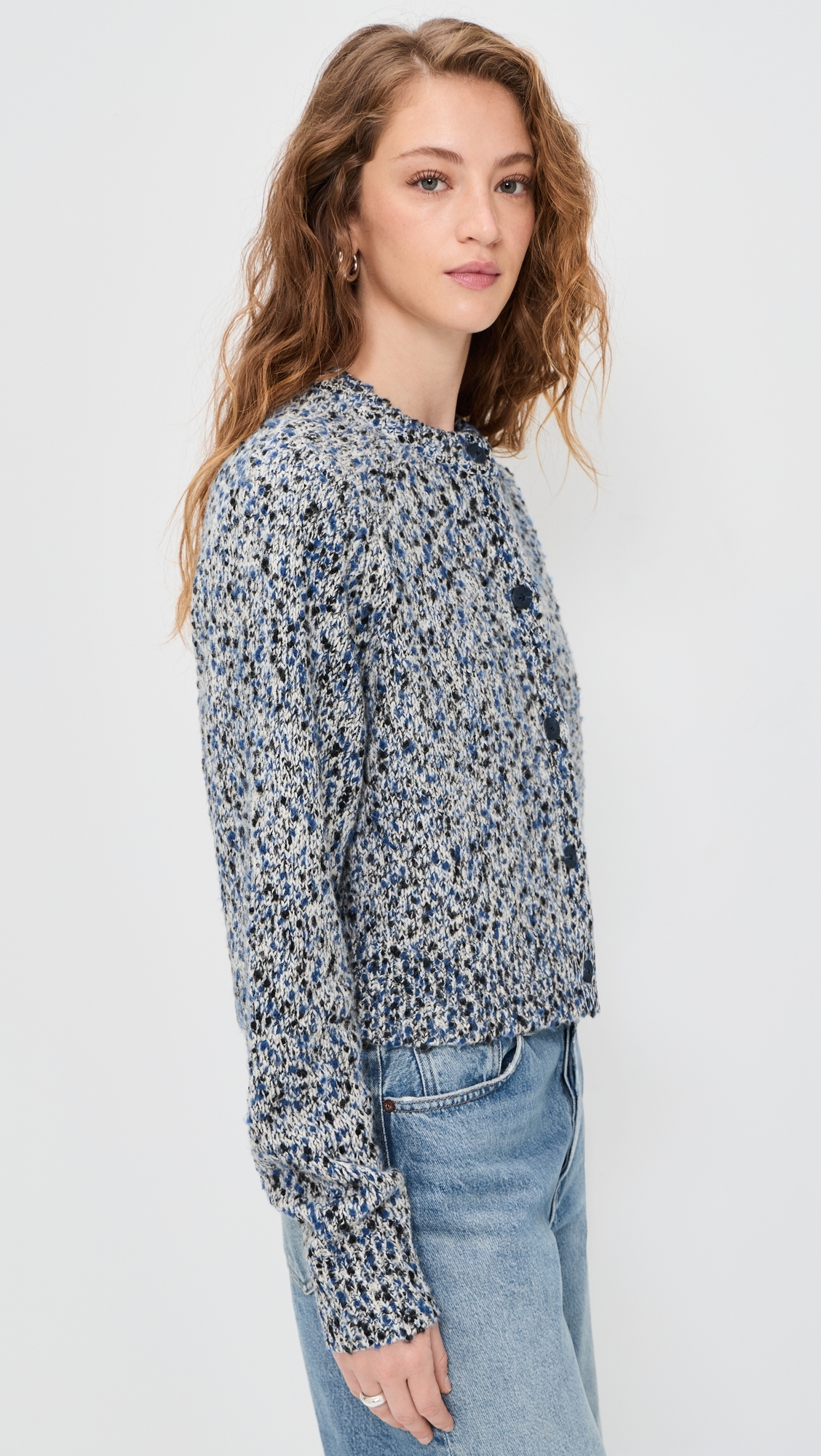 Tania Knitted Cardigan Blue Mix