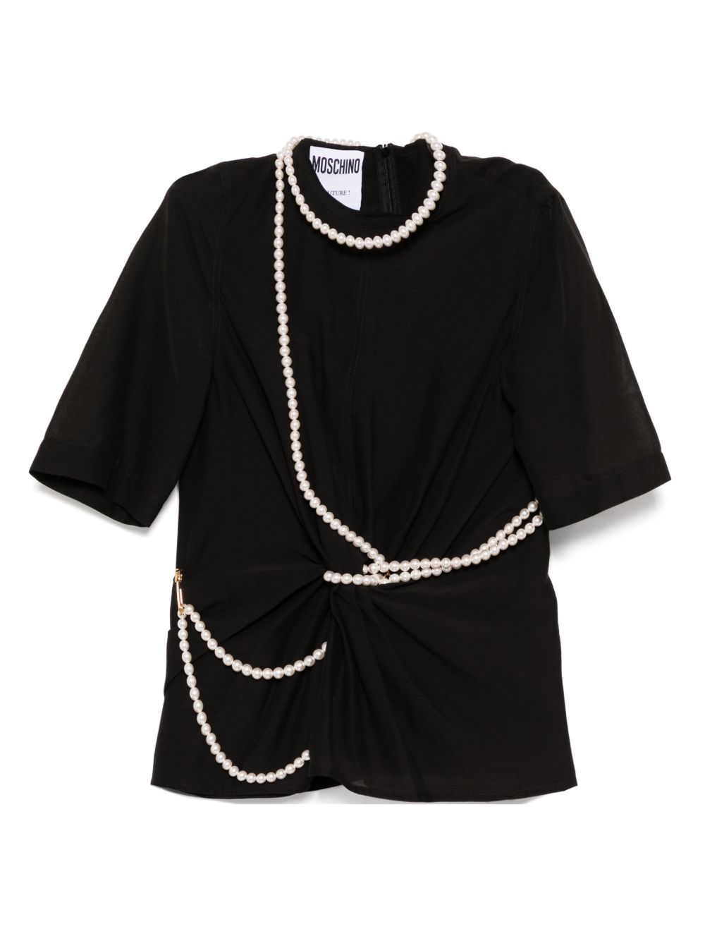 Moschino pearl-embellished T-shirt - Black