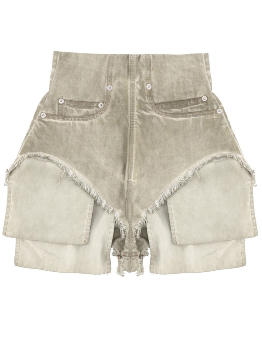 Beige Solid Shorts