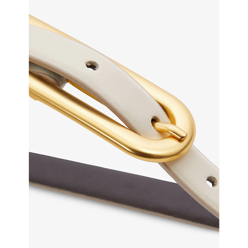 Womens Off White Chaya Elongated-buckle Leather Belt