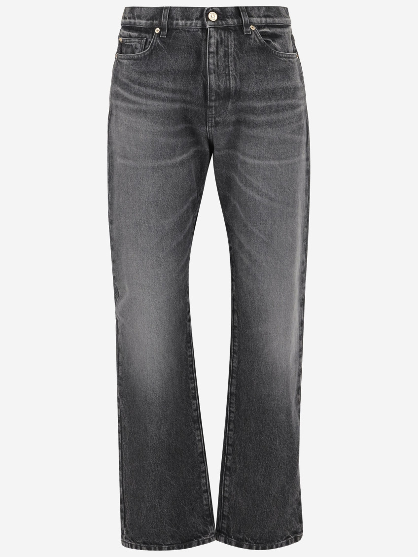 Cotton Denim Jeans With Logo