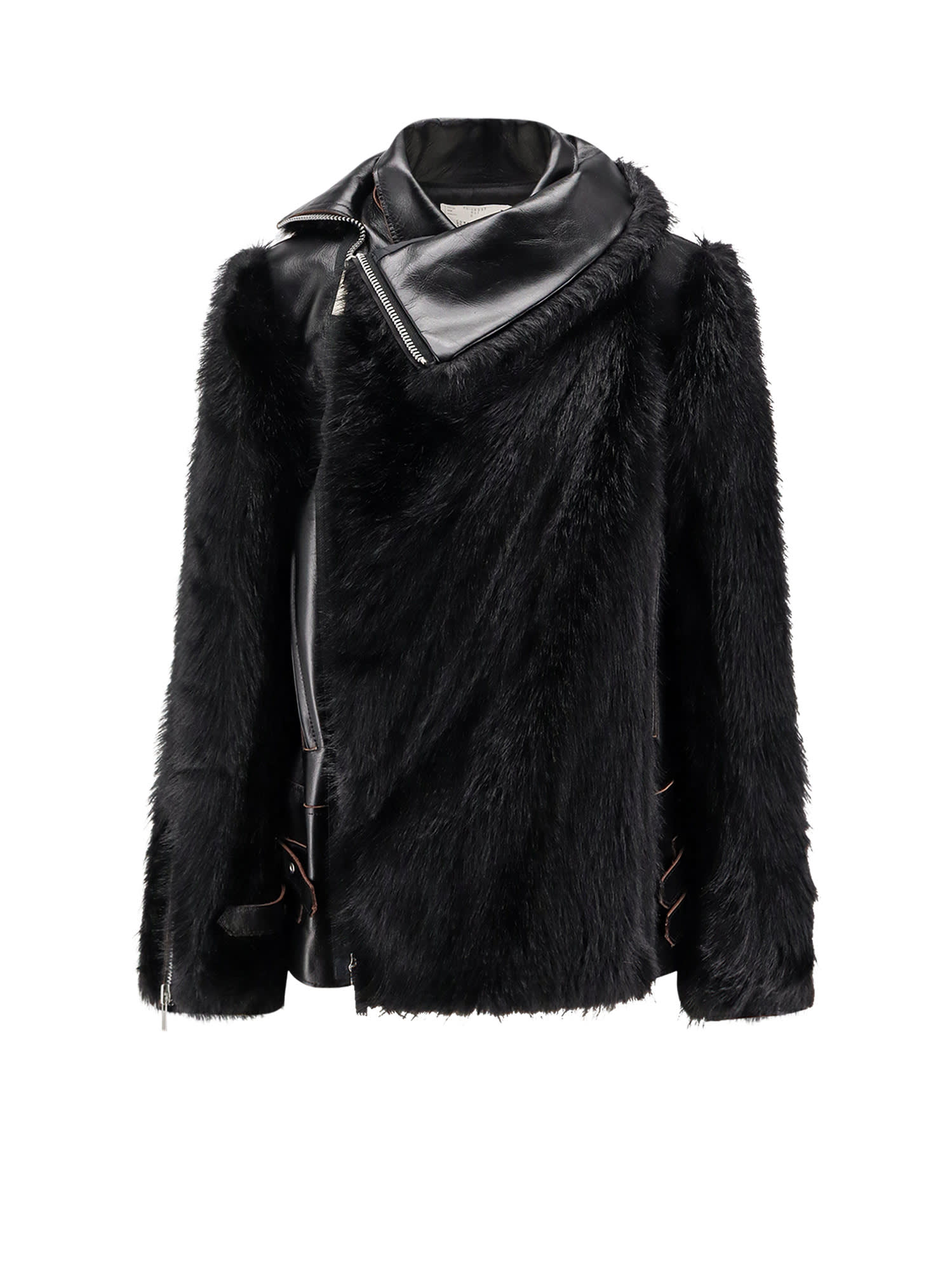 Leather Jacket With Synthetic Fur Inserts