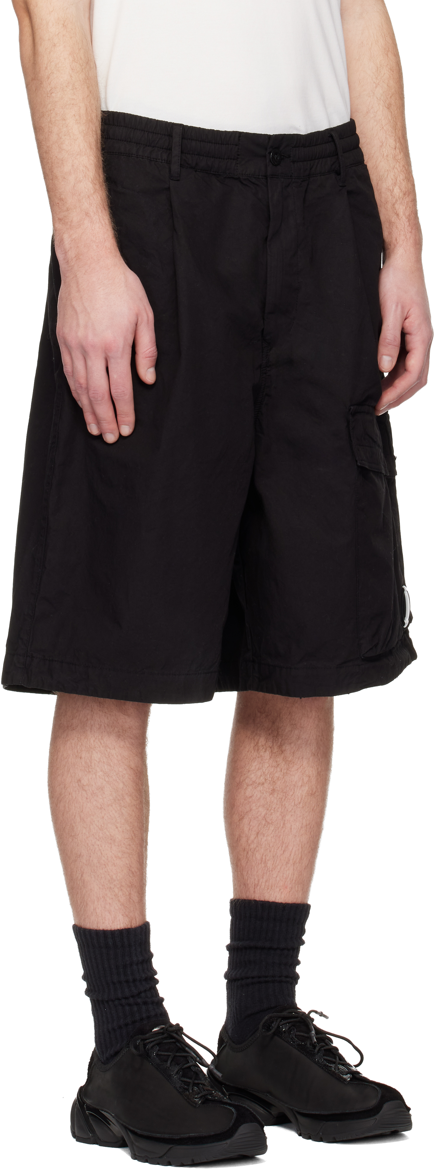 Black Micro-Reps Boxy Lens Shorts