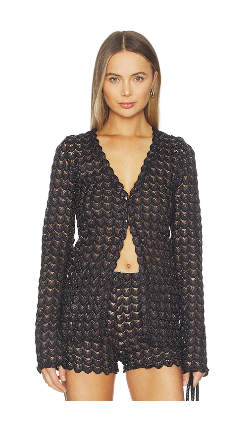 Zuleyha Kuru Eliza Top in Black, Metallic Silver. 36. Also