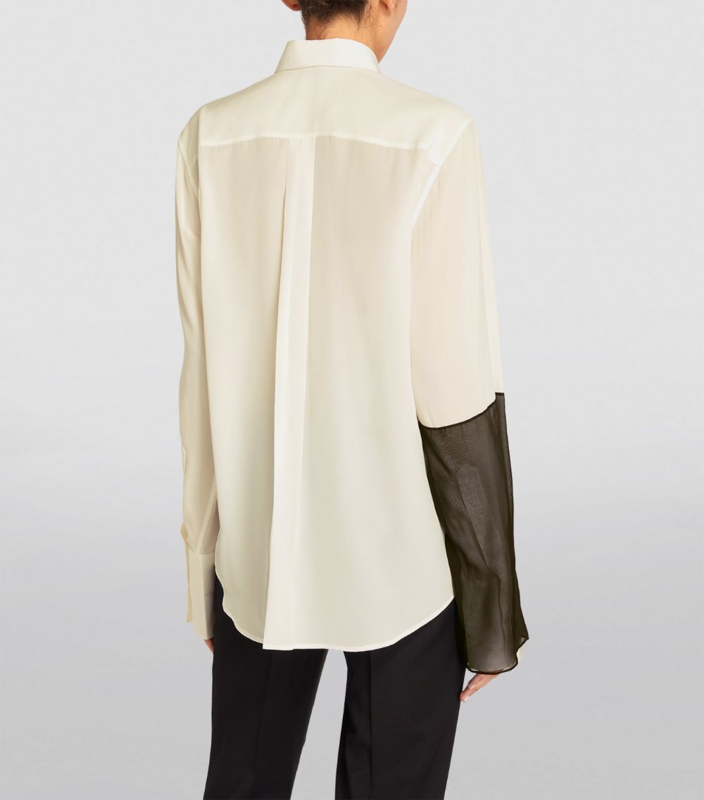 Silk Contrast-Sleeve Shirt