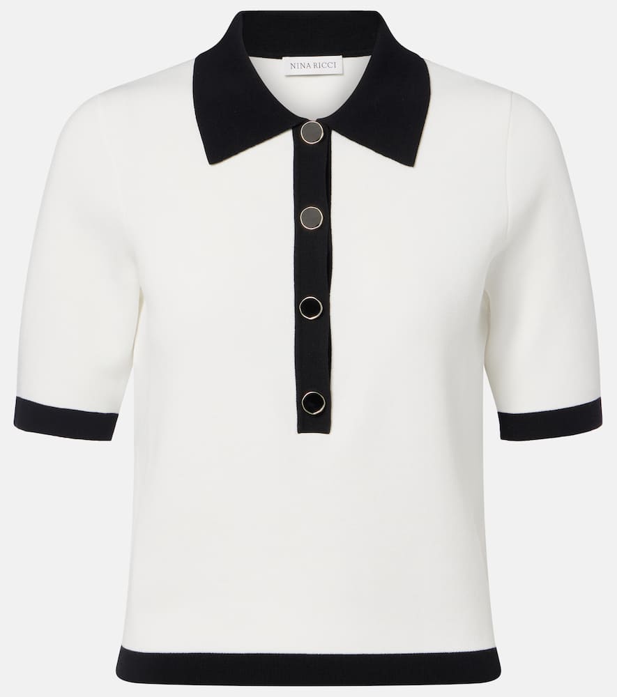 Ribbed-knit polo shirt