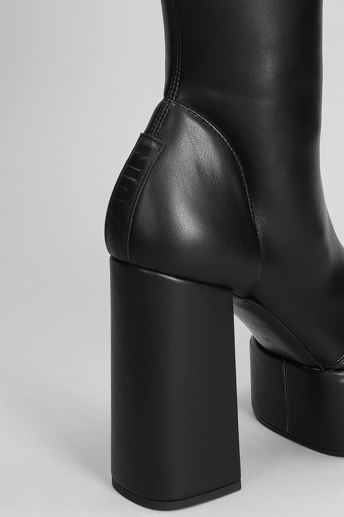Mila 080 High Heels Ankle Boots In Black Leather
