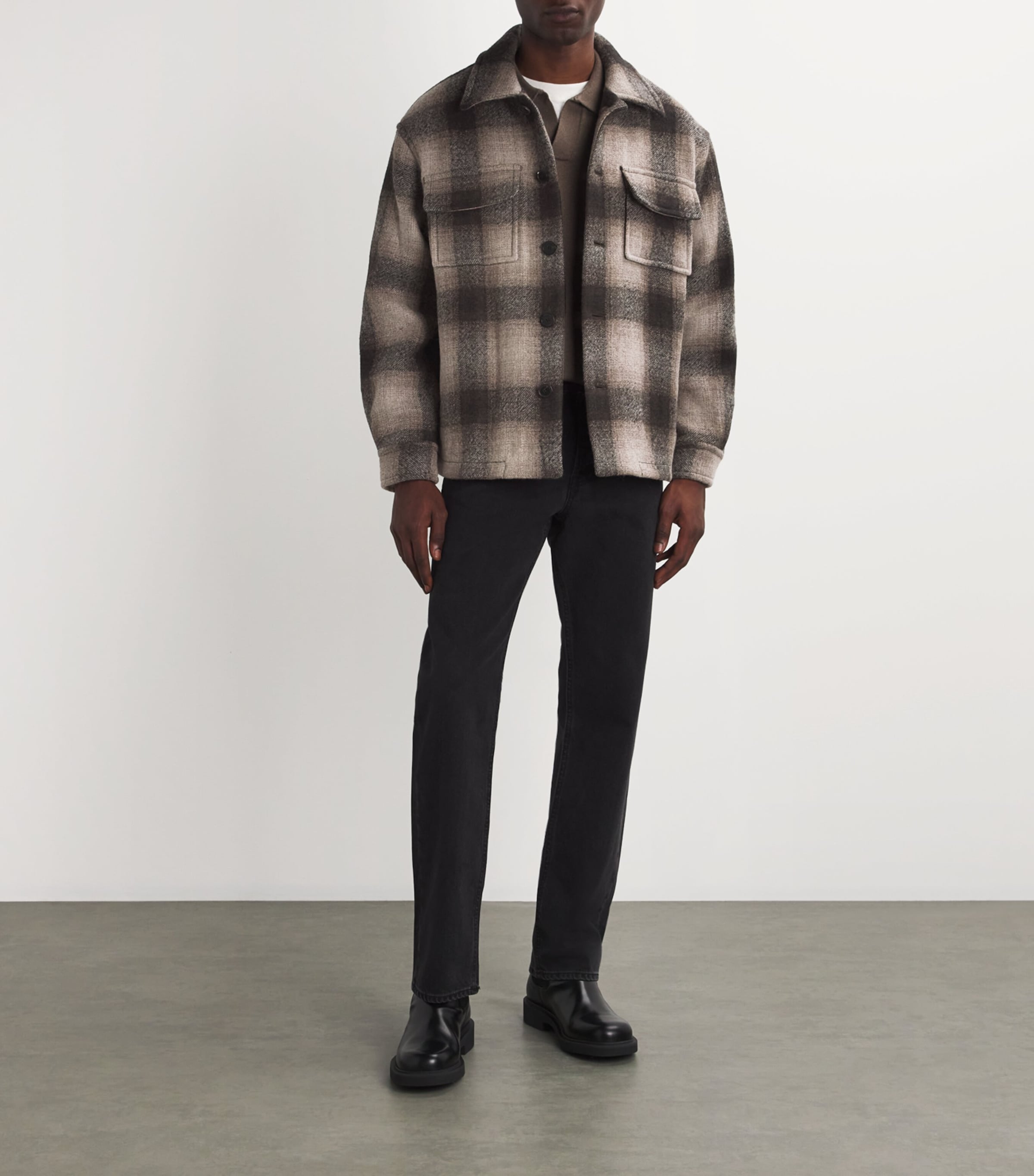 Wool-Blend Plaid Jacket