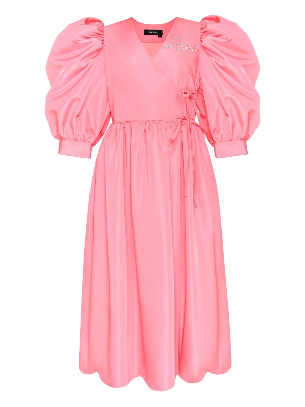 Puff-sleeved wrap dress - Pink