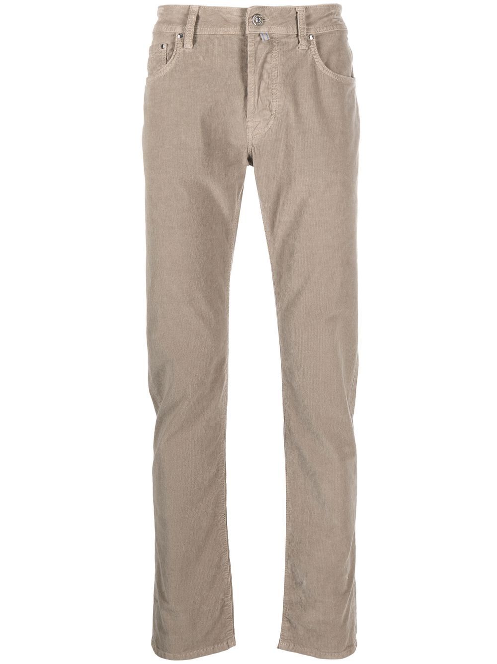 Logo-Patch Skinny-Cut Trousers — Beige