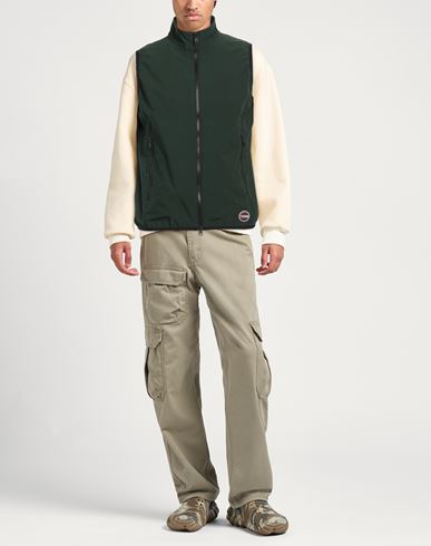 Man Vest Dark green Size 36 Polyester, Elastane
