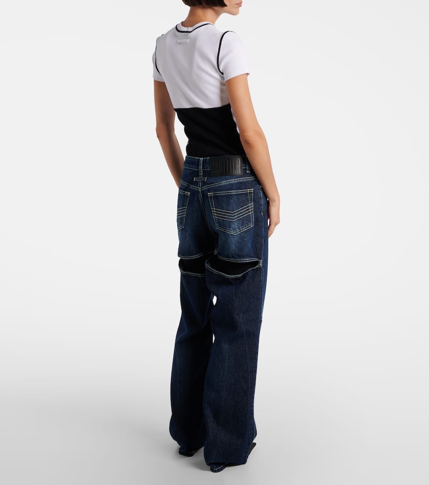 Cutout high-rise wide-leg jeans