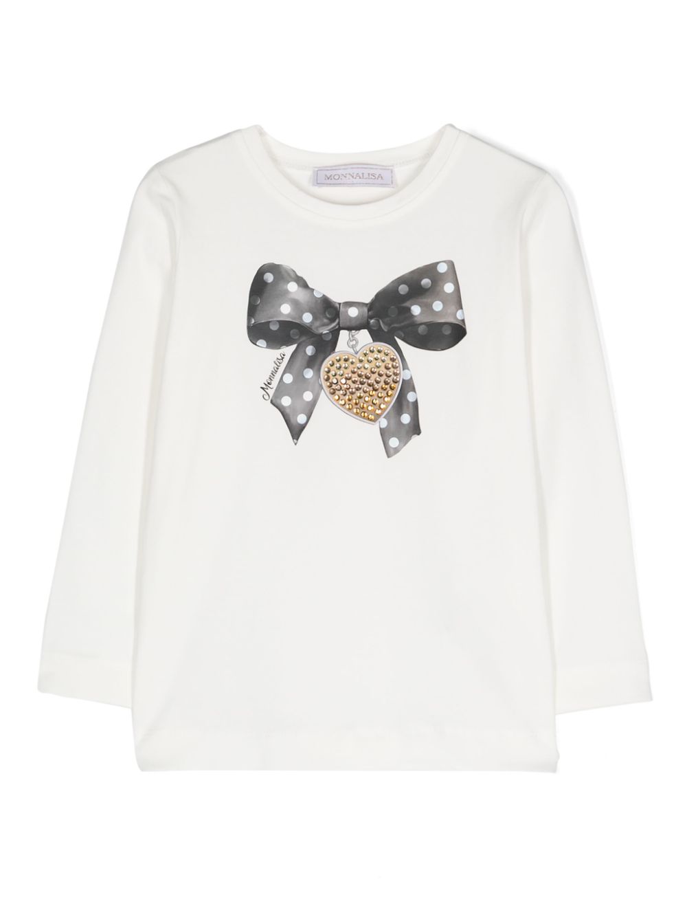Bow-print long-sleeve T-shirt - White
