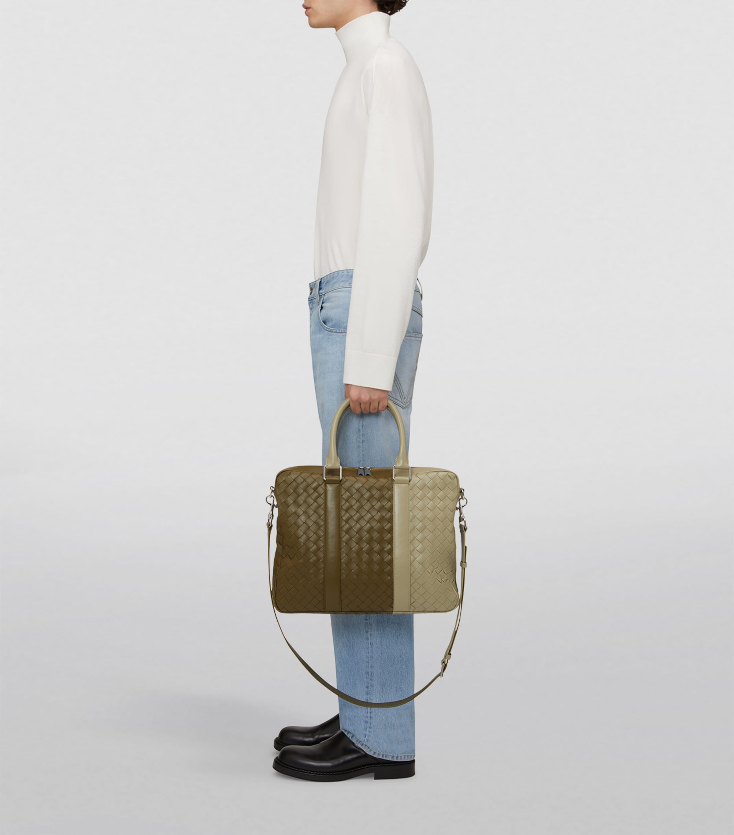 Leather Intrecciato Briefcase