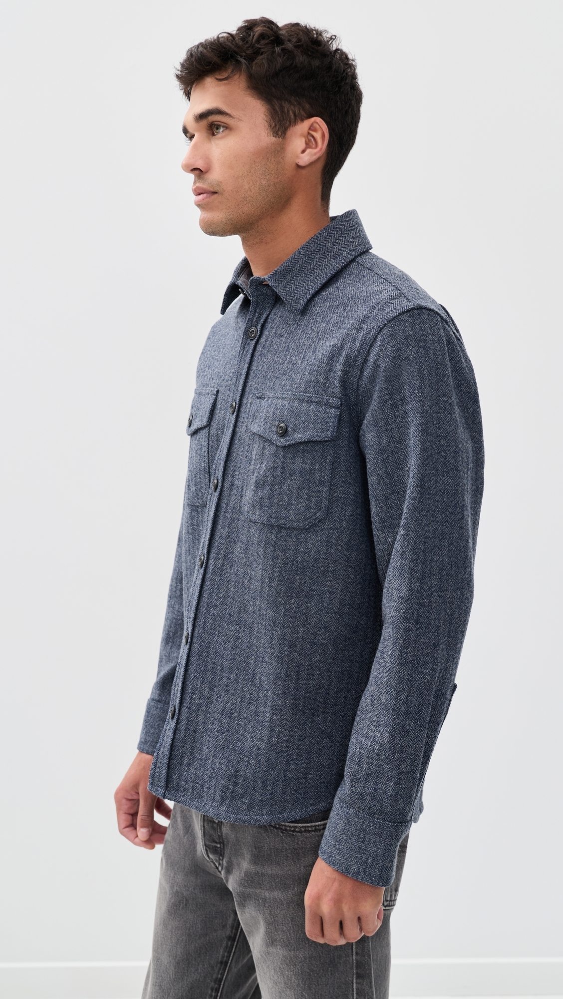 The CPO Shirt Jacket Indigo Ash Herringbone