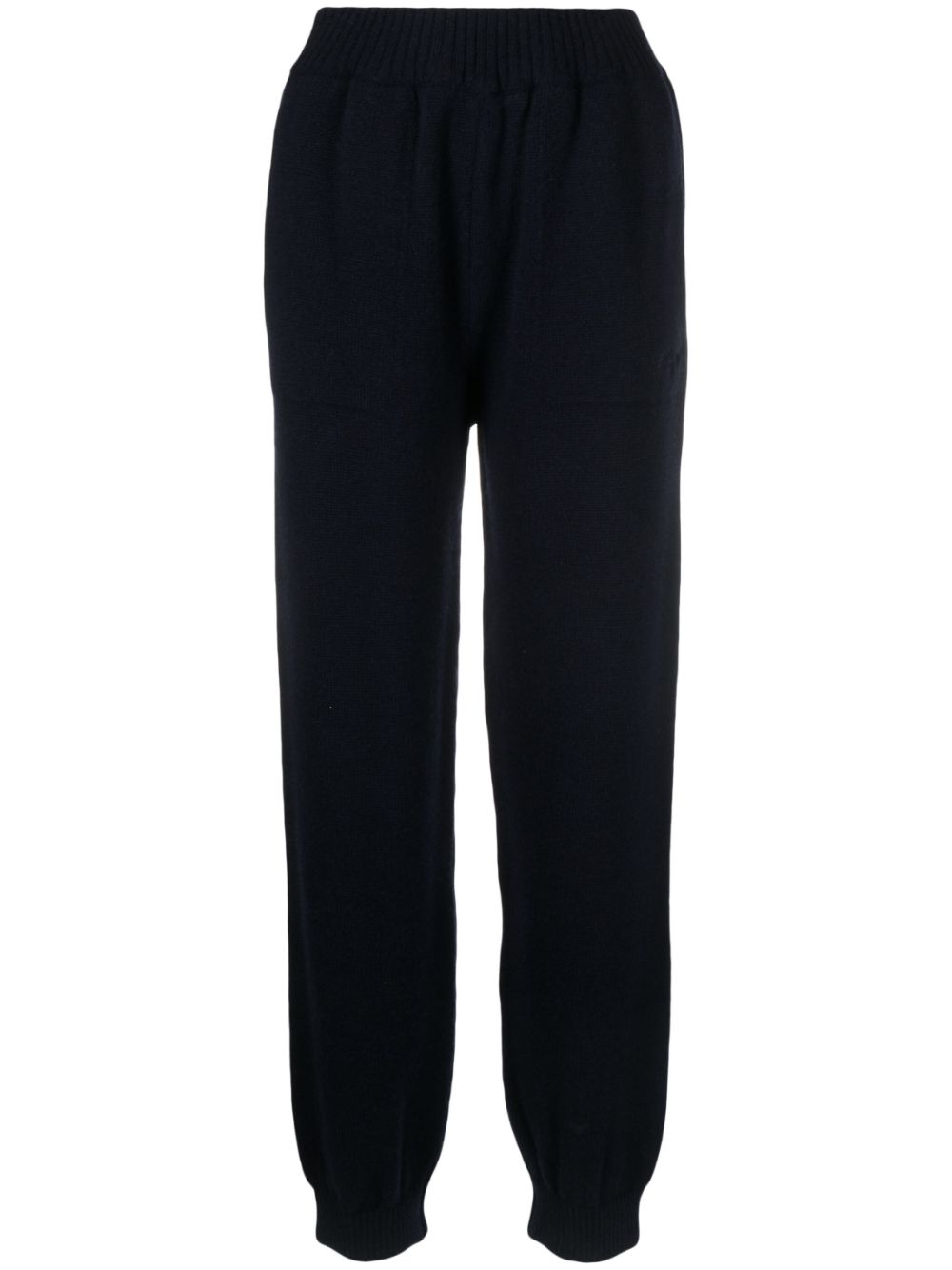 Embroidered-logo detail knit trousers - Blue