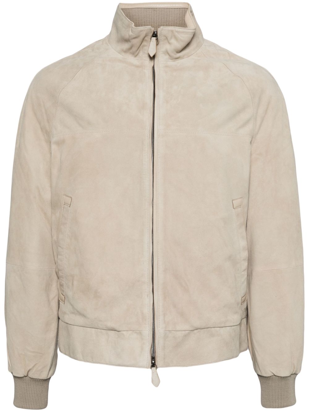 Suede zip-up jacket - BEIGe