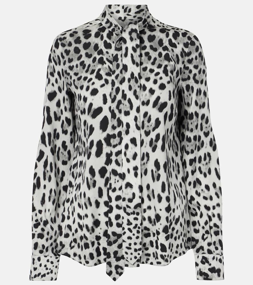 Leopard-print silk-blend shirt