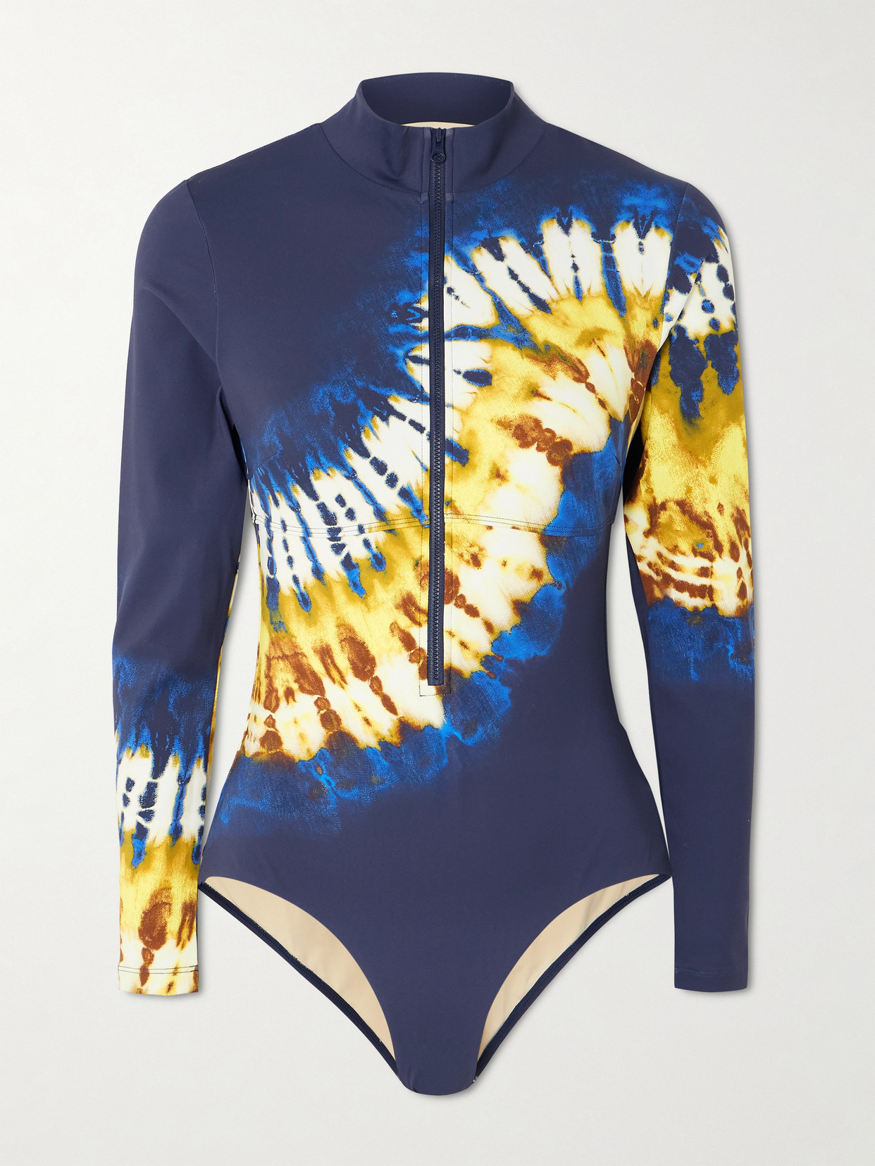 Martine Tie-dye Half-zip Swimsuit - Blue