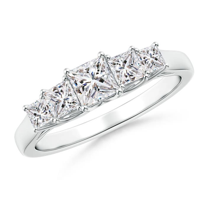 Angara 0.36 Carat Graduated Princess-Cut Trellis Diamond Five Stone Ring in 14K White Gold