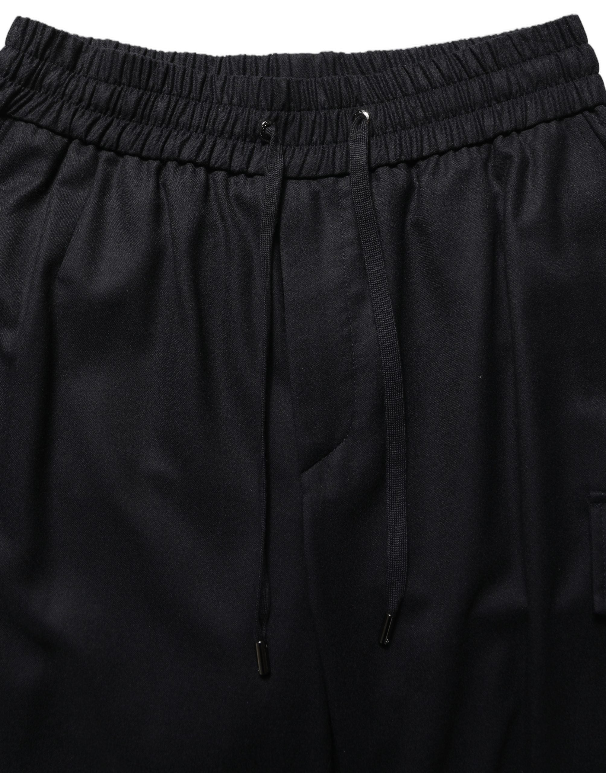 Cashmere-Nylon Cargo Joggers — Black