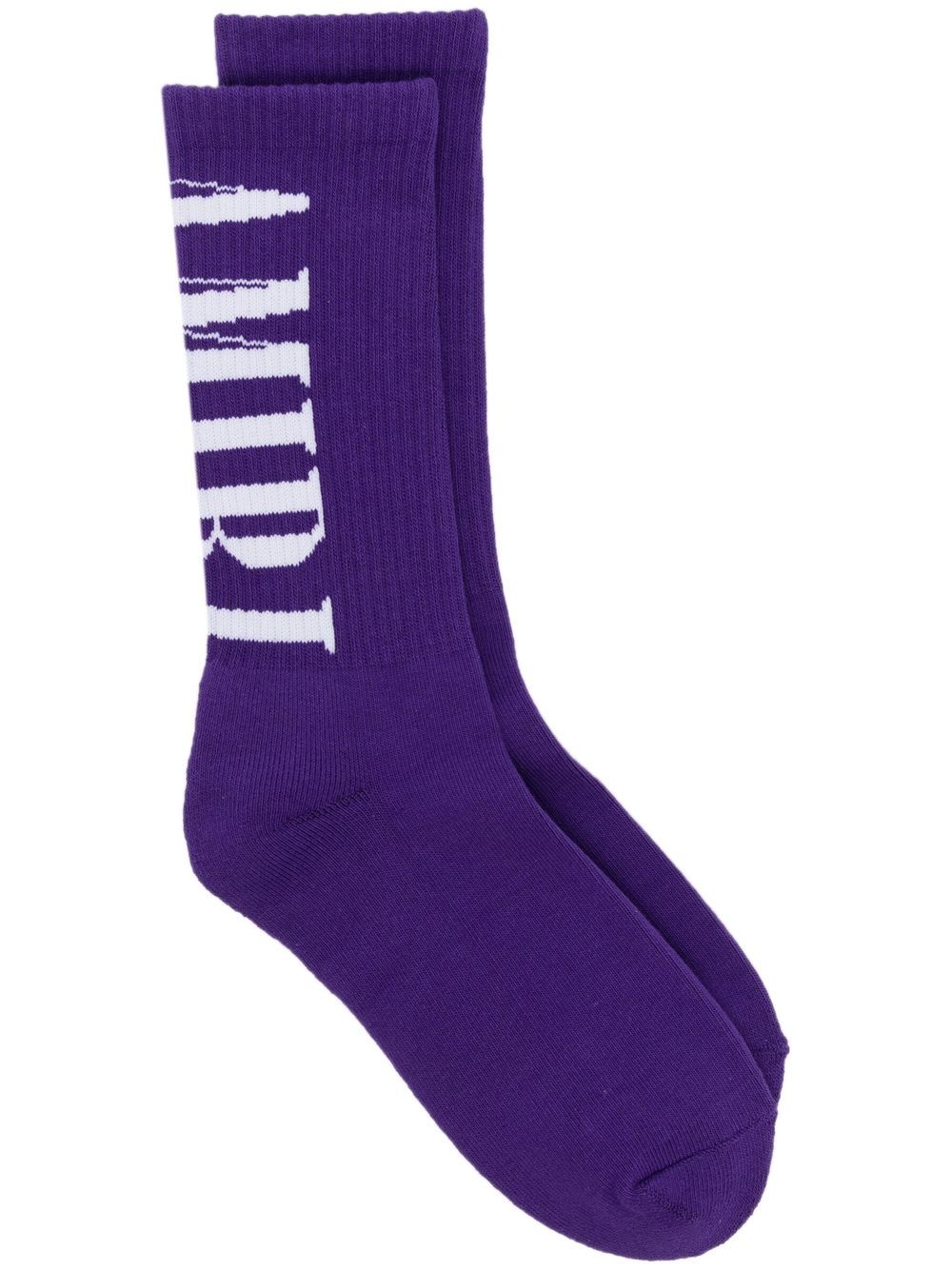 Intarsia-knit logo socks - Purple