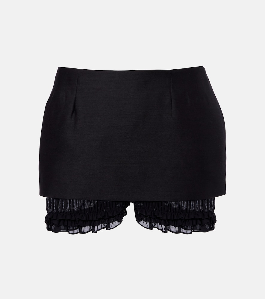 Ruffled wool and silk skort