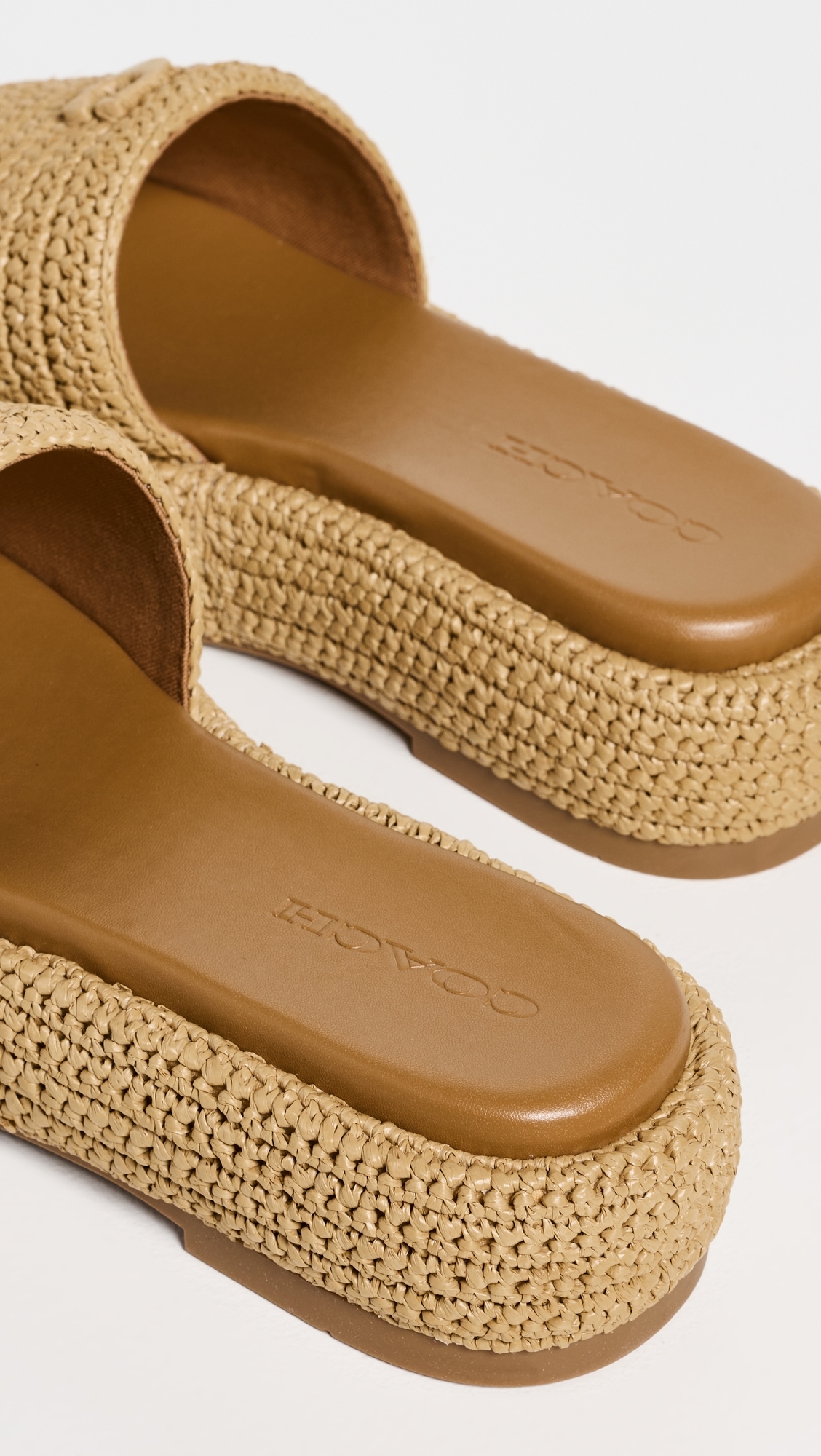 Sculpted C Platform Slides Natural Raffia