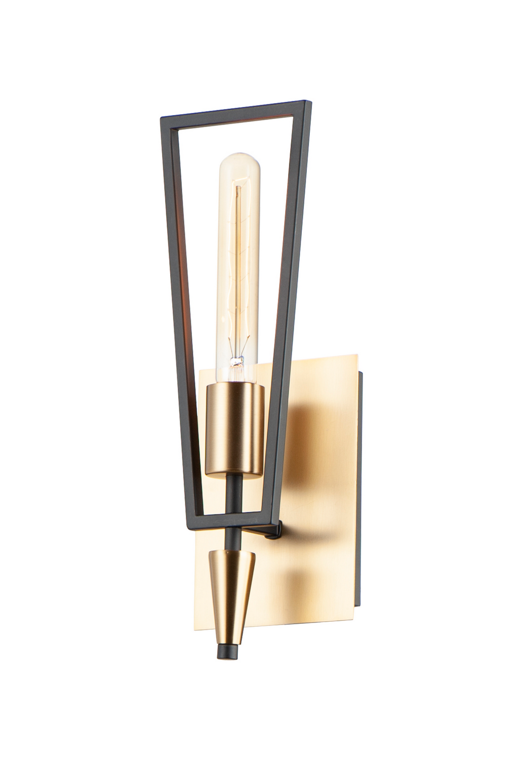 Black Satin Brass One Light Wall Sconce from the Wings Collection