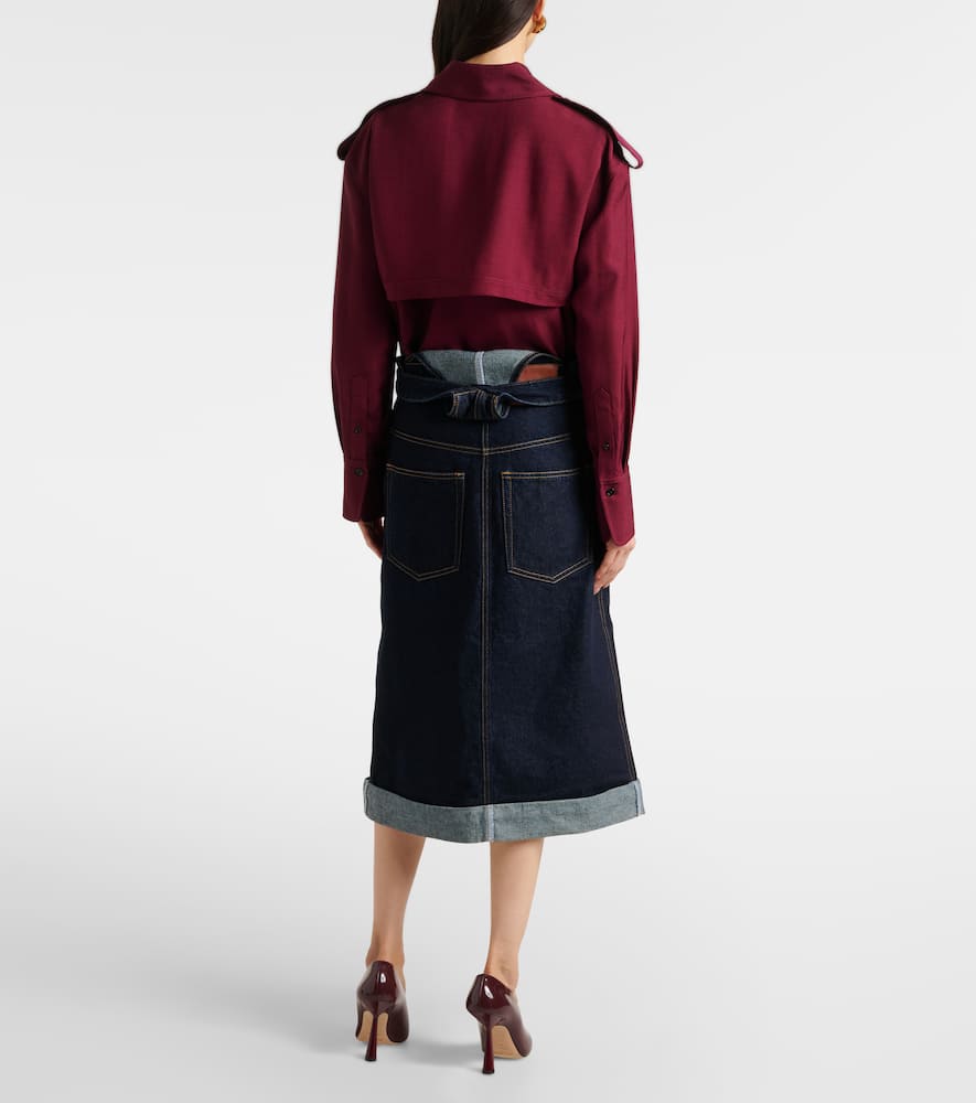 Convertible denim midi skirt