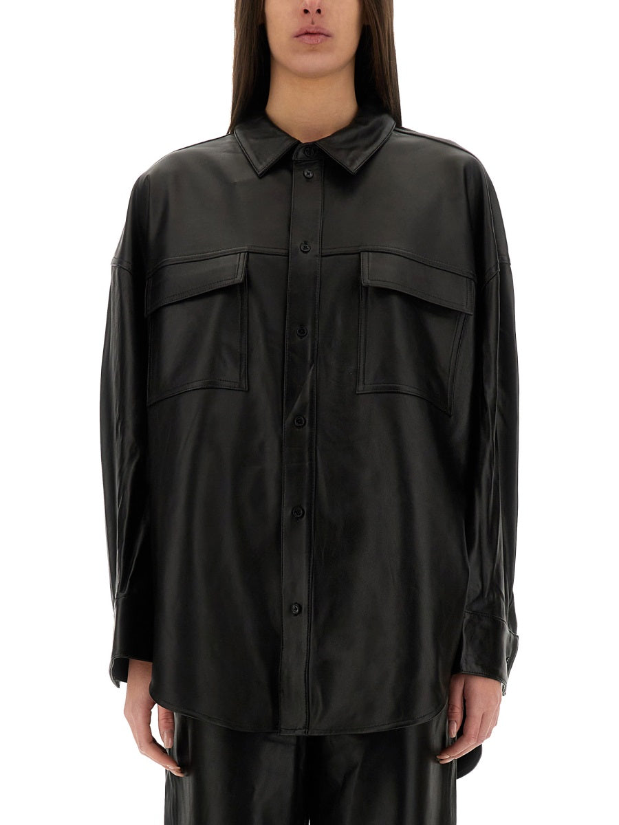 Oversized Fit Leather Jacket in