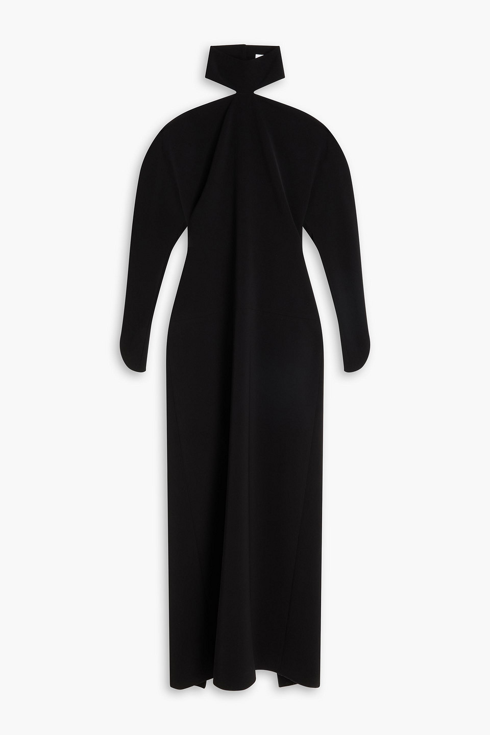 Circle cold-shoulder crepe halterneck gown - Black - FR 40